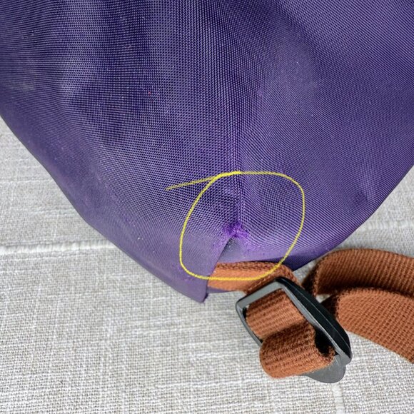 Longchamp Le Pliage Original Foldable Backpack - Purple Nylon & Brown Leather - Picture 8 of 14